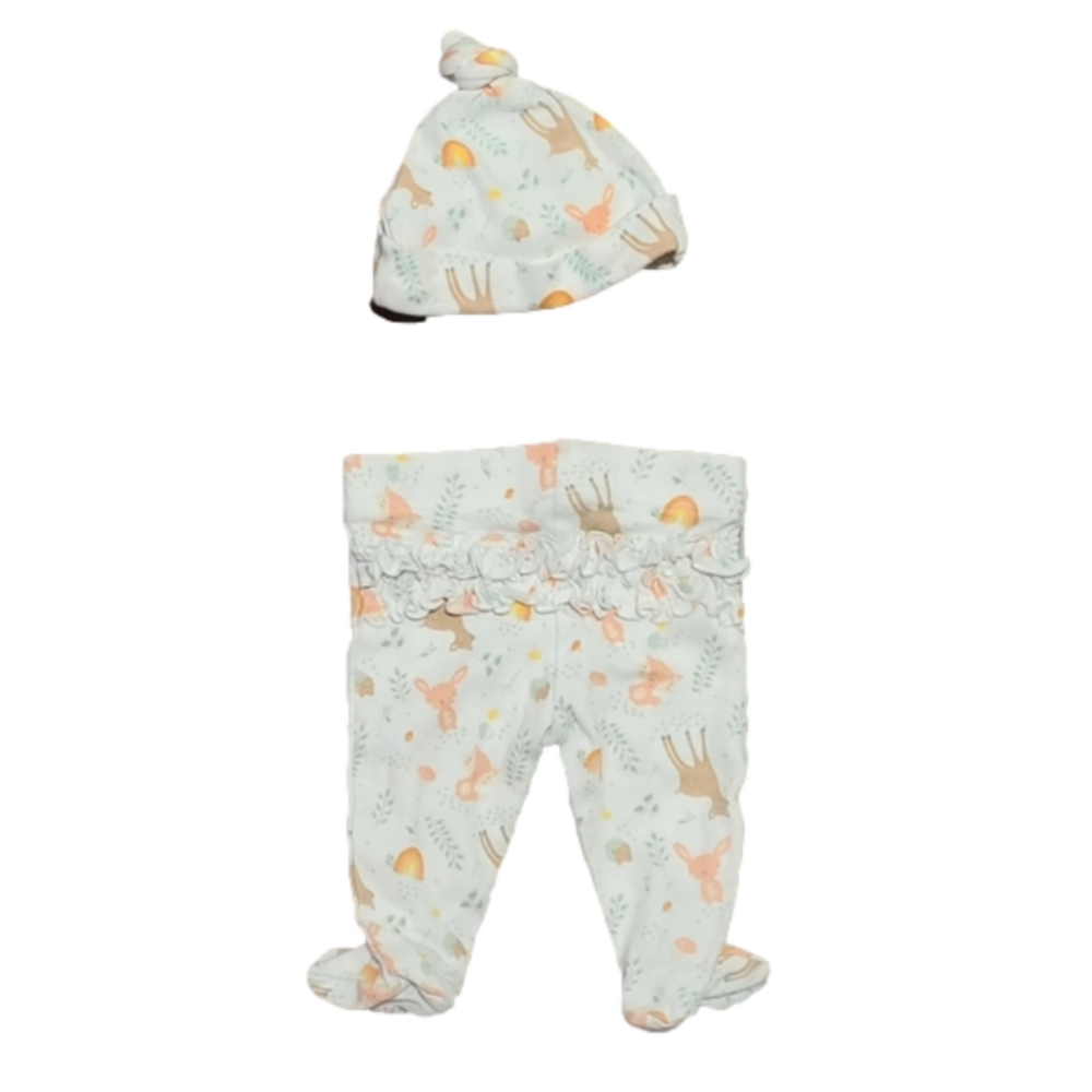 ORGANIC Cotton Newborn Footed Bottoms and Cap